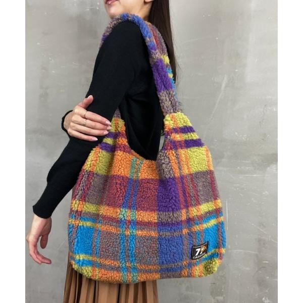 ショルダーバッグ バッグ ボア チェック柄プリント A4対応 大容量 ショルダーバッグ トートバッグ...