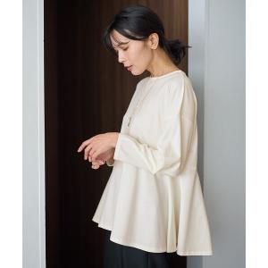 tシャツ 「洗濯機可」ジョーゼット裏起毛ペプラムプルオーバー レディース