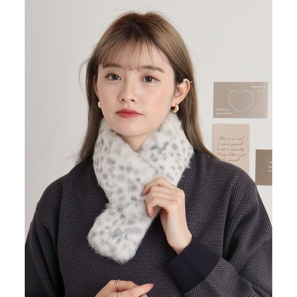 マフラー ストール ラビットマフラー　ヒョウ柄プリント レディース
