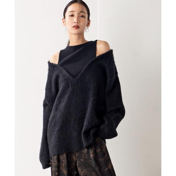 ニット セーター アルパカタッチアンサンブルライクトップス レディース