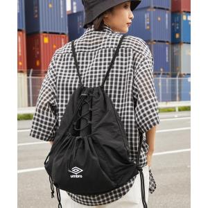 デイバック リュック UMBRO/アンブロ 別注 ロゴ刺繍 ナイロン ドローコード ナップサック メンズ レディース