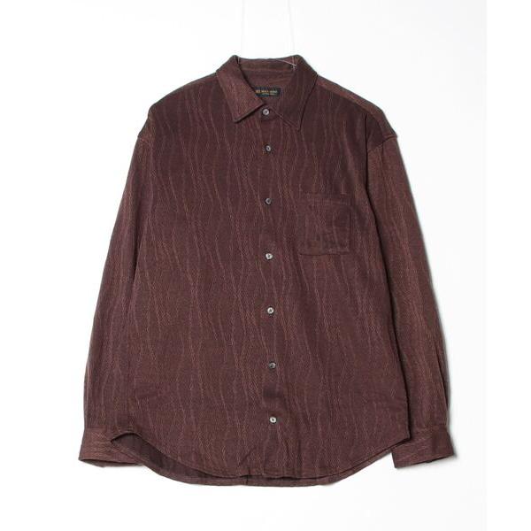 ポロシャツ ニットジャカード レギュラー　長袖カジュアルシャツ メンズ