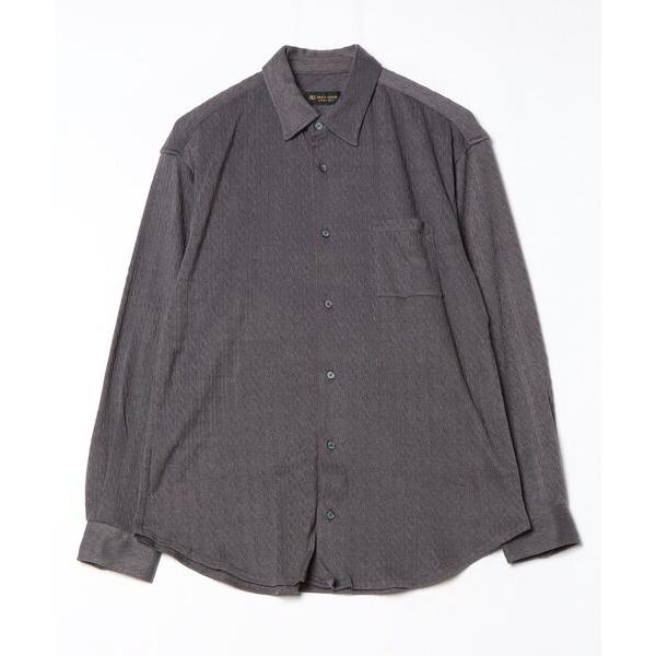 ポロシャツ ニットジャカード レギュラー　長袖カジュアルシャツ メンズ