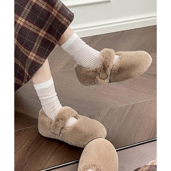 サンダル もこもこ ファースリッパサンダル レディース