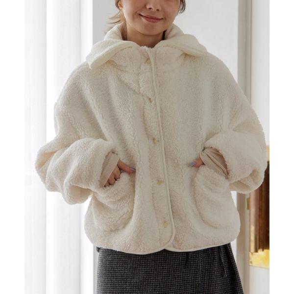 ブルゾン アウター リブカラーコート レディース