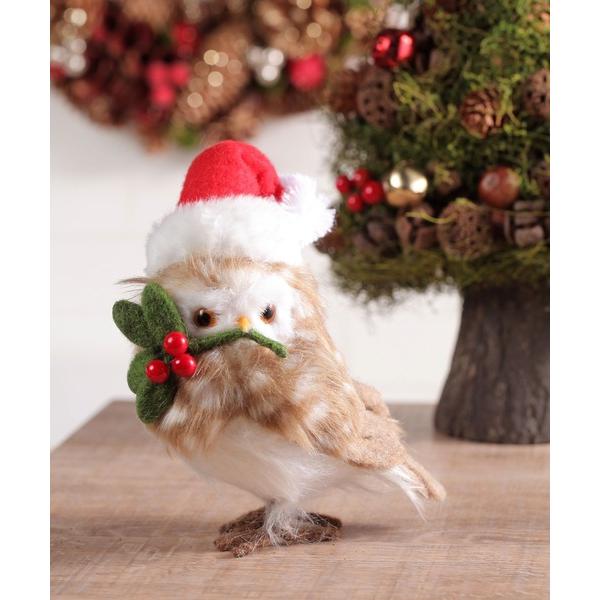 インテリア フクロウサンタオブジェ M「CHRISTMAS 2024」