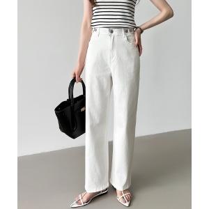 ワイドパンツ ジーンズ デニム デニムパンツ 「楽 革 命」ストレッチ抜群！ 楽革命デニムパンツ ウエスト調整ボタンつき デニムパンツ ストレート ハイウ…