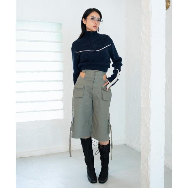 ニット セーター EMB Half Zip Cropped Knit レディース