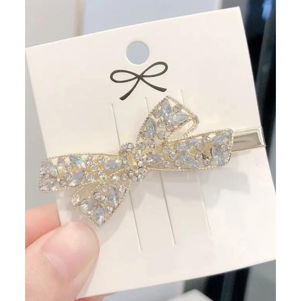 ヘアクリップ FReePLACe/ビジューリボンヘアクリップ R0043