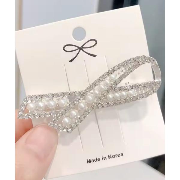 ヘアクリップ FReePLACe/ビジューリボンヘアクリップ R0043