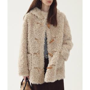 ダッフルコート コート カーリーファーカラー オフセンター ショート