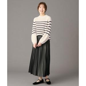 ニット セーター 「洗濯機可」ラムウールフェザーコンビプルオーバー レディース