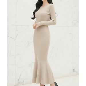 ワンピース 美ライン ロングニットマーメイドワンピース
