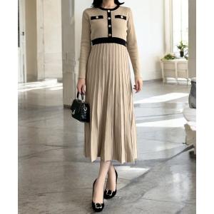 ワンピース 配色フレアワンピース