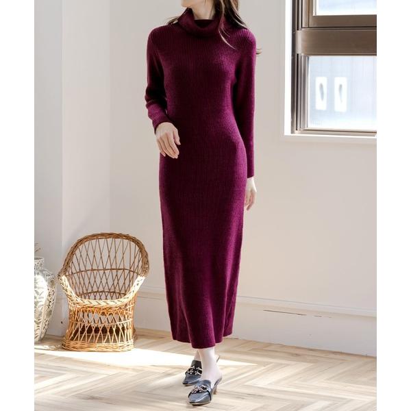 ワンピース 「骨格ナチュラルさんにおすすめ」 骨格別 ロング丈タートルネックゆるニットワンピース