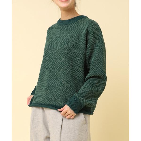 ニット セーター K2708 ジオメトリックモールヤーンプルオーバー レディース