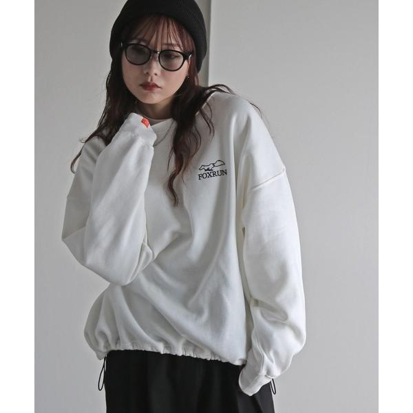 トレーナー スウェット 「FOXRUN/フォックスラン」 別注 線画キツネ刺繍ドロストルーズシルエッ...