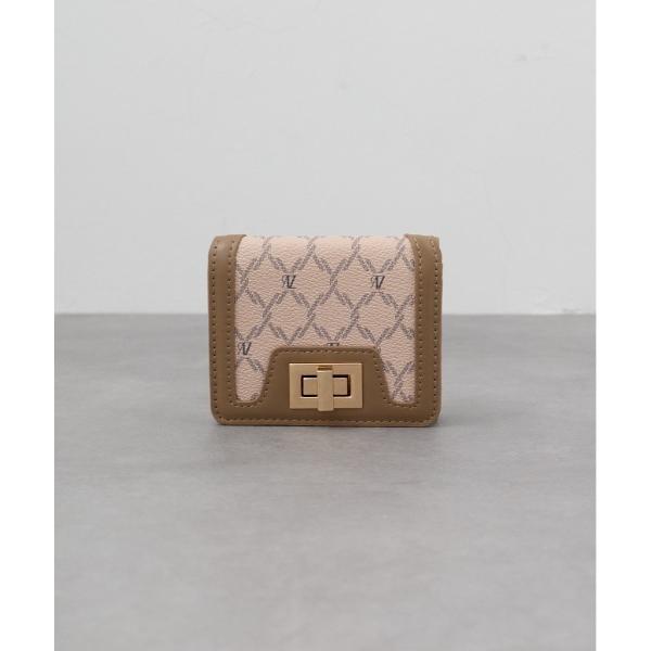 財布 モノグラムパターンターンロックミニウォレット レディース