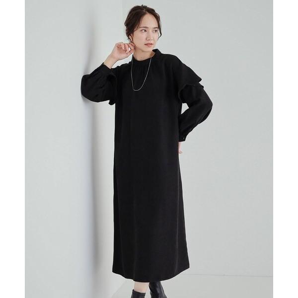 ワンピース 「S-LL」大人の甘めコーデに お袖フリルワンピース