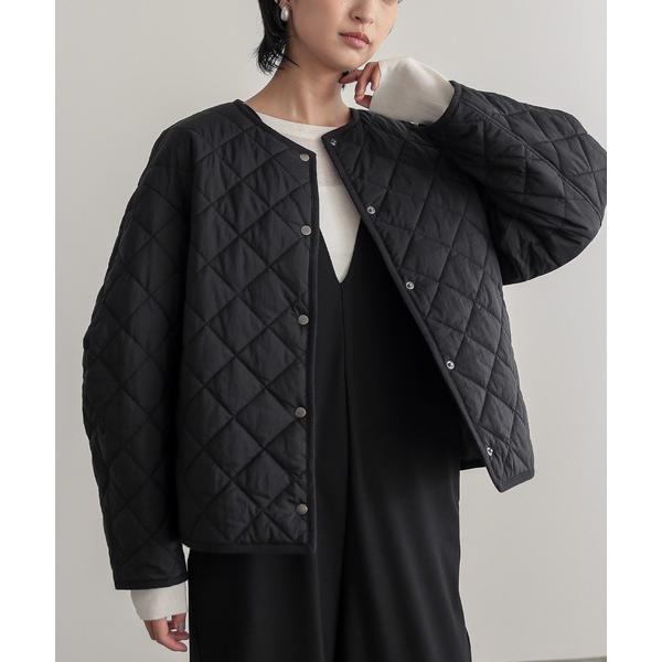 ジャケット ノーカラージャケット 撥水キルト中綿ブルゾン「サスティナブル」 レディース