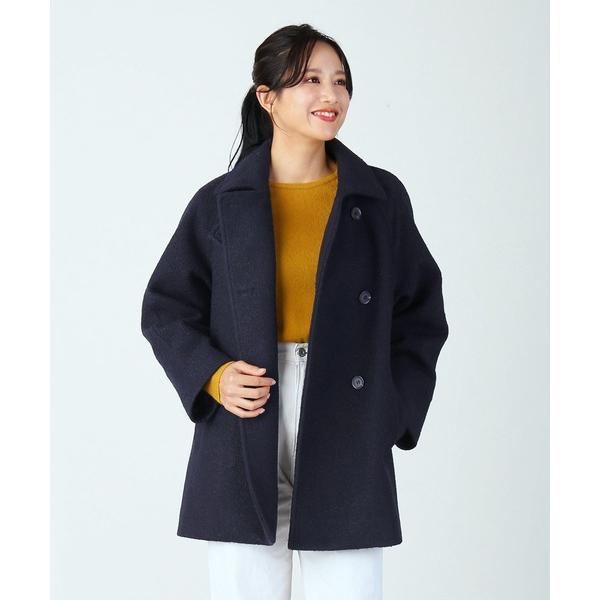 コート アウター 「Filomo」 起毛 ウールタッチコート スタンドカラー ミドル丈  手洗い可能...