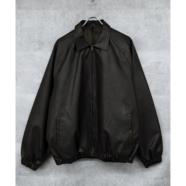 ブルゾン アウター Vintage-like synthetic leather blouson/ヴ...