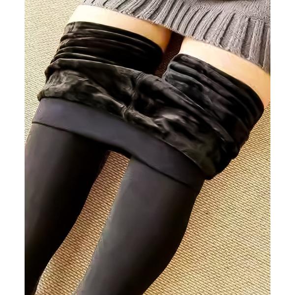 タイツ 「大きいサイズ」極暖タイツ 裏起毛9分タイツ レディース