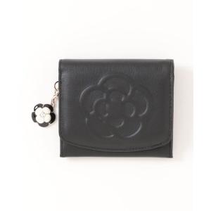 ［花に 雨］二つ折り財布 黒 クレイサス CLATHAS 折り財布 BOX型 ワッフル 185435 レディース