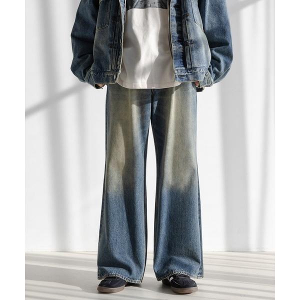 ジーンズ ヴィンテージライク/バギーワイドデニムフレアパンツ メンズ