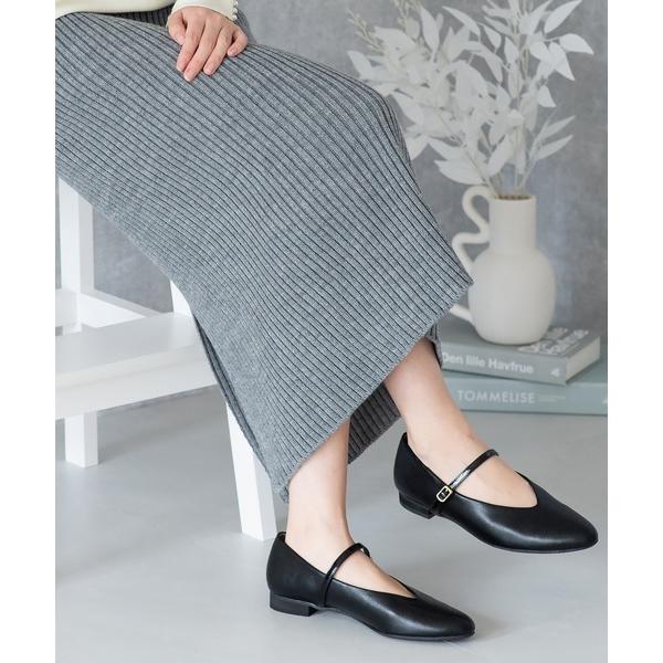 パンプス 「OFF率50％！」ストラップソフトフラットパンプス(204-43038)JELLY BE...