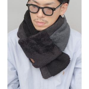 ネックウォーマー スヌード 異素材切替 中綿 差込み マフラー（ファーフリース・シープボア・フリース・コーデユロイ） メンズ レディース