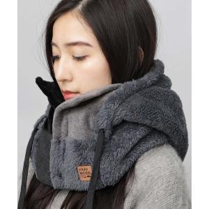 ネックウォーマー スヌード 異素材切替 フロントボタン フードウォーマー（ファーフリース・フリース・ボアフリース） メンズ レディース