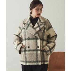 ピーコート pコート 「美人百花掲載」ビックチェック ミドルPコート レディース