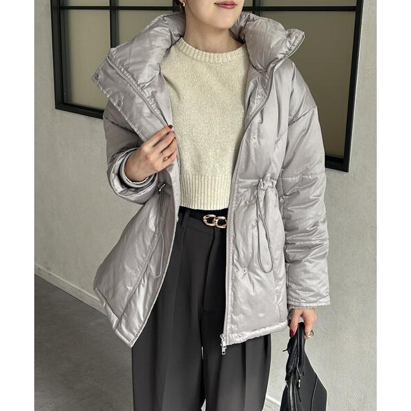 ダウンコート ダウンジャケット ウエストドロスト中綿ミドルブルゾン レディース