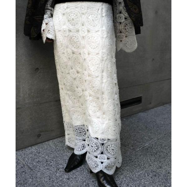 スカート UND LACE LIKE KNIT SEMI FLARE SKIRT