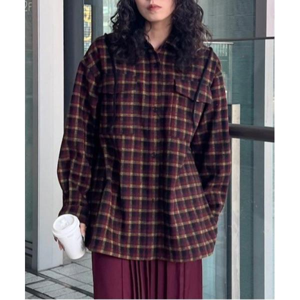 ブラウス シャツ UND CHECK WOOL OVER SHIRT レディース