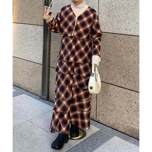 ワンピース 2PIECE OMBRE CHECK TIERED DRESS