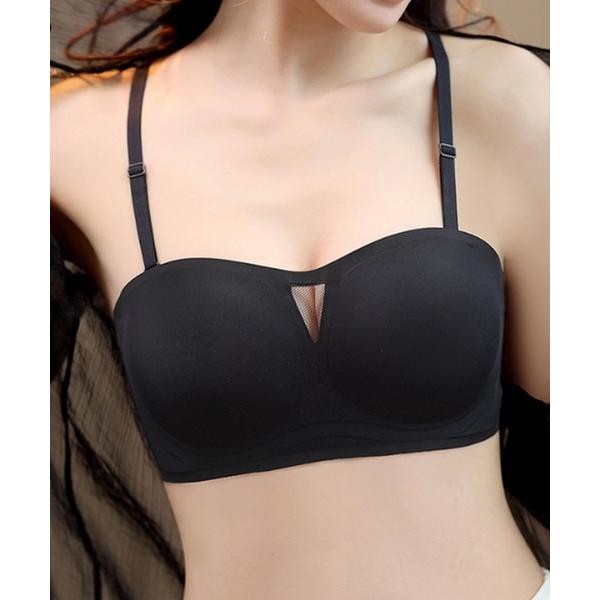 ブラジャー ソリッドカラー フロントメッシュ 2WAY 1/2 カップ ブラジャー