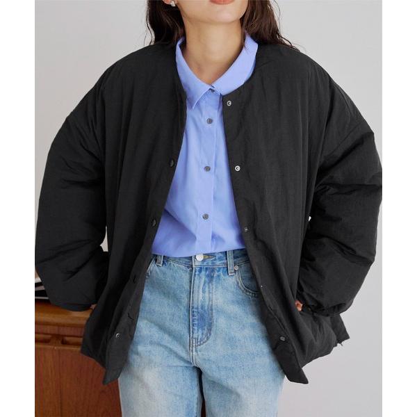 ジャケット ノーカラージャケット ノーカラー中綿ジャケット レディース