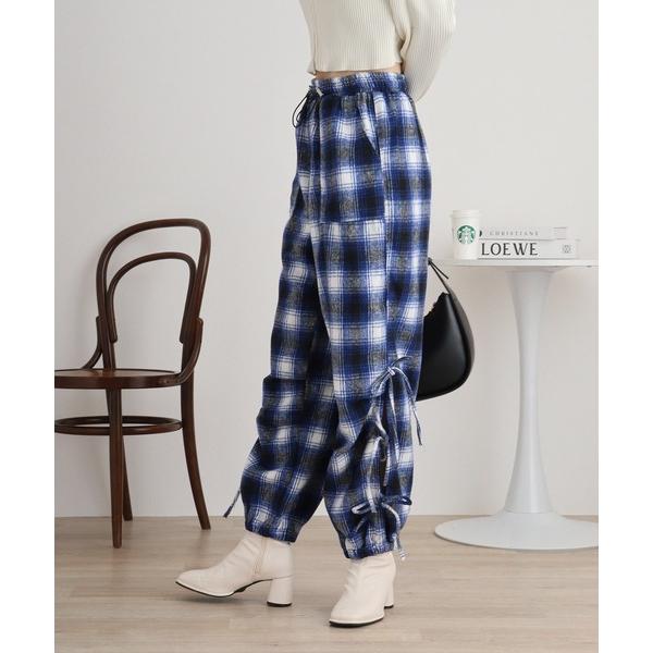 パンツ .works起毛チェックリボンパラシュートパンツ レディース