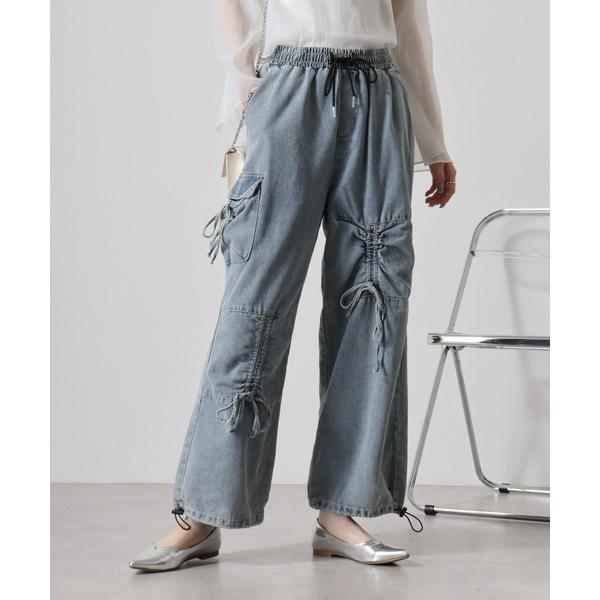 ジーンズ デニム デニムパンツ .worksデニムリーシュカーゴパラシュートパンツ レディース