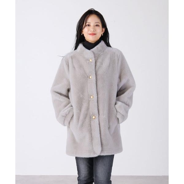 コート アウター エコファー ボアコート フェイクファー レディース