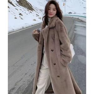 コート アウター フェイクファーダブルロングコート レディース