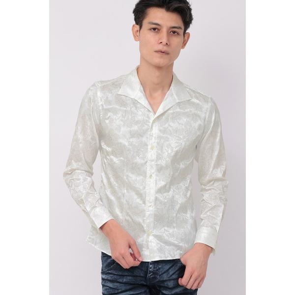 シャツ TORNADO MART∴ラメステッチ調フラワープリントシャツ メンズ