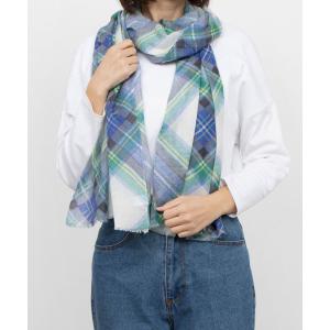 ストール マフラー カシュネ cache nez / シルク×ウールチェック柄プリントストール レディース