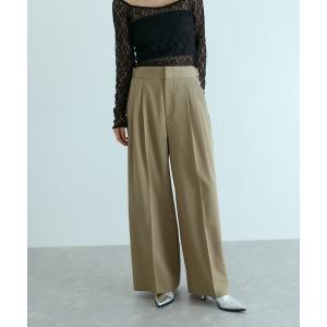 スラックス パンツ 「防シワ」・「消臭」・「洗える」ウールギャバ2タックワイドスラックス レディース