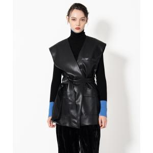 ベスト ジレ 「ELOOPS」ヴィーガンレザーベスト レディース メンズ