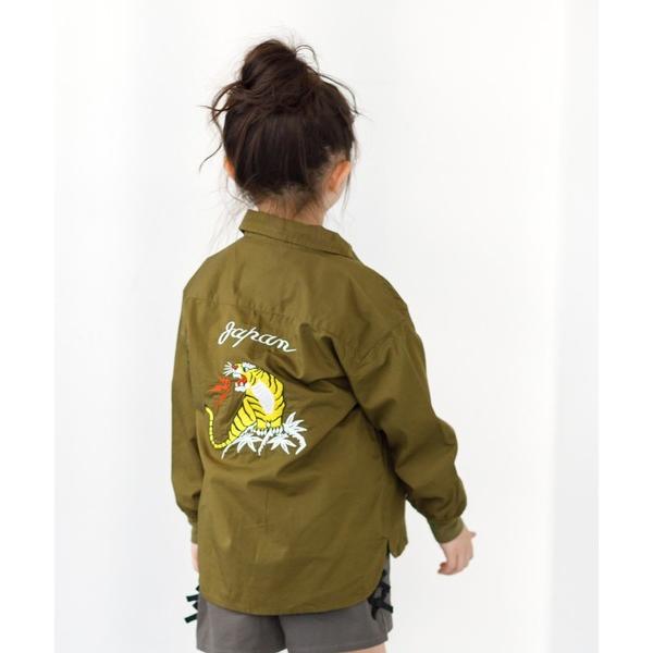 ブラウス シャツ 後ろ刺繍ミリタリーシャツ80〜140cm キッズ 子供服 男の子 女の子