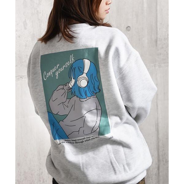 トレーナー スウェット ガールプリント 裏起毛 スウェットシャツ / Girl print line...