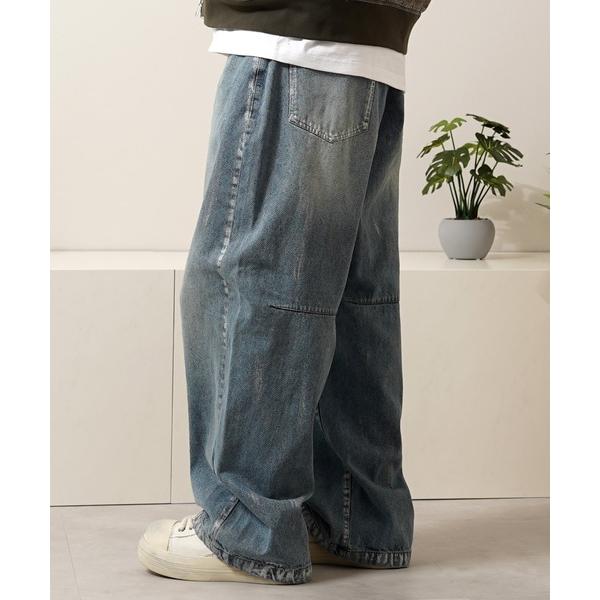 ジーンズ シルバーペイント バレルレッグ デニム バギーパンツ / Silver Paint Bar...